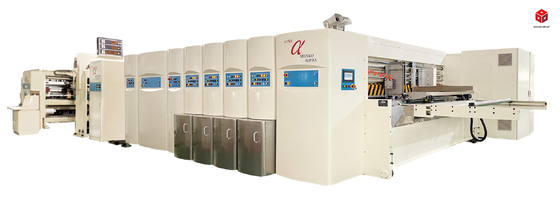 Chine Boîte ALPHA Flexo Imprimante Rainureuse Découpeuse Rotative En Ligne Plieuse Colleuse Machine d'Injection pour Boîte en Carton